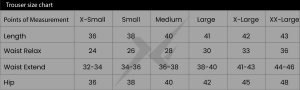 Trouser Size Chart